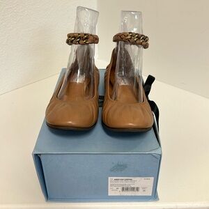 Lanvin Ballerina Gold Chain Ankle Strap Flats